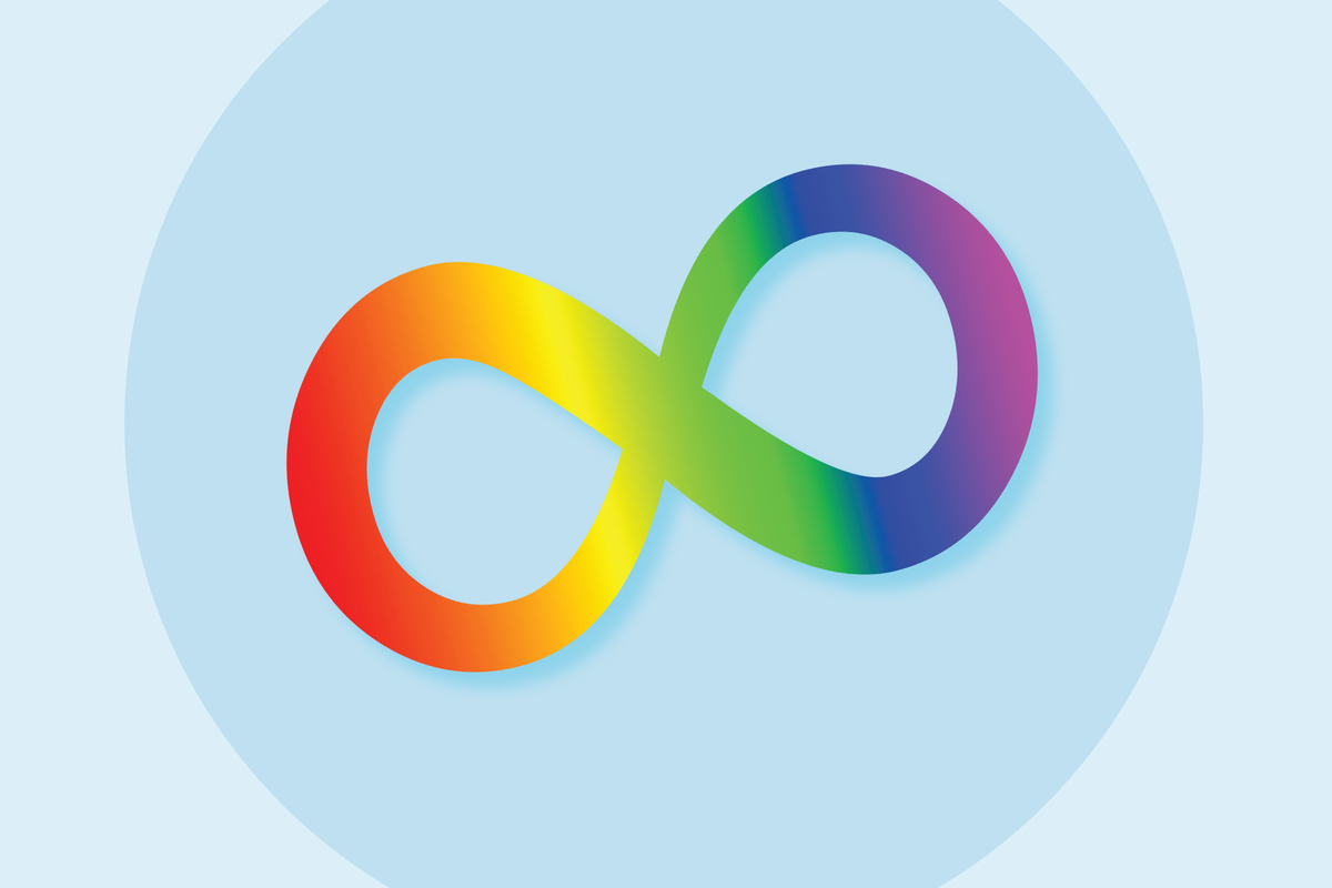 The rainbow infinity sign is a symbol of autism acceptance