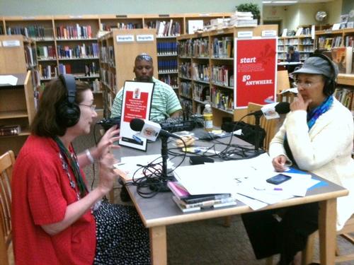 Fatimah Ali broadcasts from the Independence neighborhood library.