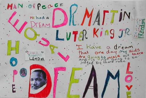 Elementary winner – “Man of Peace” by Deijah H., 4th grade, Chestnut Hill Branch Library LEAP program