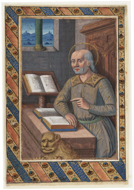 St. Mark, from a book of hours by a follower of Jean Bourdichon, France, c. 1500