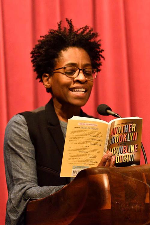 Jacqueline Woodson reading from her book, <i>Another Brooklyn</i>, at Free Library.