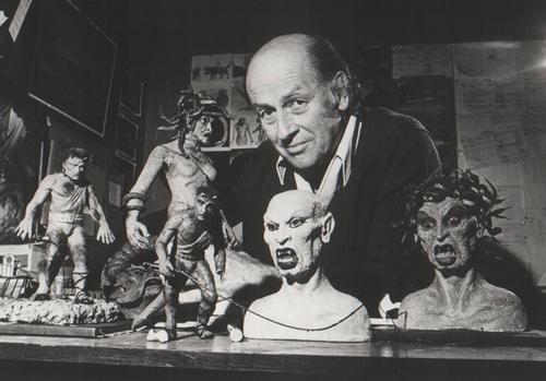 Harryhausen with creature models from Clash of the Titans
