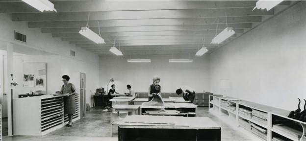 June Wayne in her lithography workshop