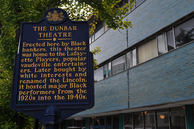 Historical marker for the Dunbar Theatre