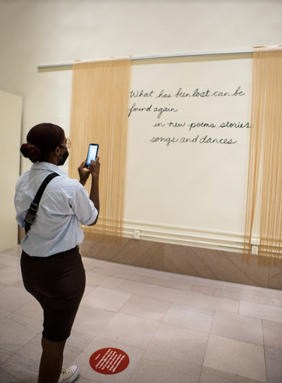 A visitor explores the exhibition