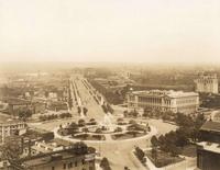 Aerial view of the Parkway, Free Library, and Art Museum, 1929.