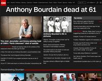 CNN's website mourns the death of Anthony Bourdain, Friday, June 8, 2018