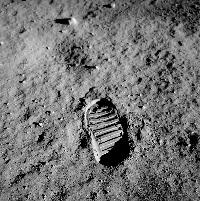 Aldrin's bootprint on the surface of the Moon.
