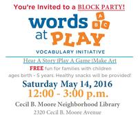 Join Words at Play on May 14th for a Block Party!