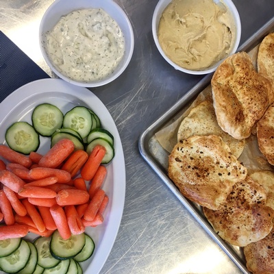 Here is the recipe for hummus and flatbread that we use in our Edible Alphabet English class: