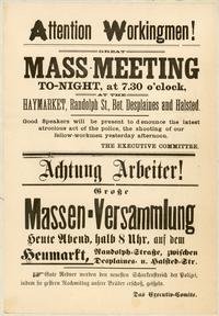 A protest flier from the Haymarket affair, 1886.