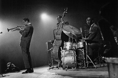 Morgan with the band that gave him his first big break: Art Blakey and the Jazz Messengers, here with Philadelphian Jymie Merritt on bass