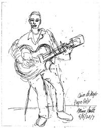  Sketch of Latin guitarist Papo Gely by one of our senior patrons, Mina Smith.