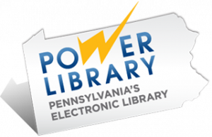 Power Library logo in the shape of the state of Pennsylvania