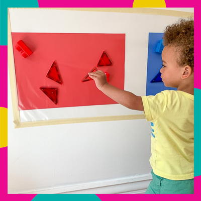 Play! Color Sorting Sticky Wall from Happy Toddler Playtime.