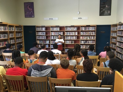 Teens in 2019 participating in a workshop led by Karla Rojas, 