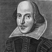 An engraving of Shakespeare by Martin Droeshout, as found on the cover of the First Folio.  It was engraved in 1622.