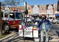 Joseph with the Book Bike on Broad Street in South Philly.