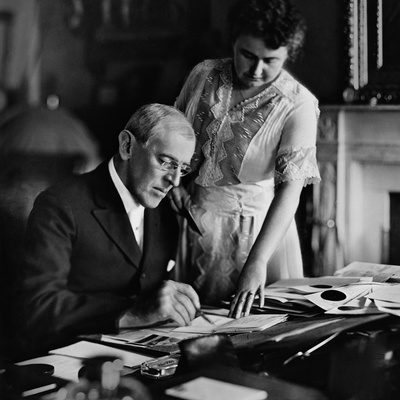 First Lady Edith Wilson with Woodrow Wilson.