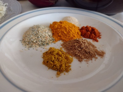 plate covered in a variety of spices