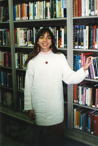 Michele Belluomini, in the stacks of the Literature Department, 1997.
