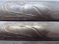 Spine detail, Herman Melville, The Whale. London: Richard Bentley, 1851. Collection of the Rosenbach, AL1 .M531mo 851. Fun fact: the whale stamped on the spine of this first edition is not a sperm whale like the infamous Moby Dick.