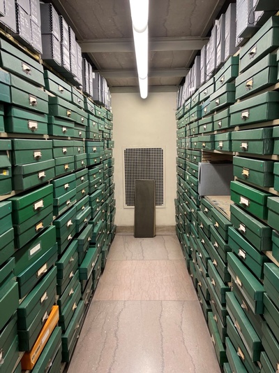 the Chamber Music Collection's storage shelves