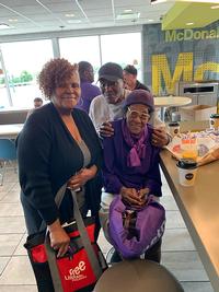Diane Poulson-Venn, left, a Neighborhood Ambassador, attended “Coffee with Cops,” hosted monthly by the 12th Police District at the neighborhood McDonald’s. There, she talked with Rev. Paul Moore and Mrs. Featherstone, both long-time Southwest Philadelphia residents and activists.