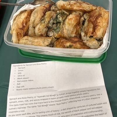 spinach and rose pastry