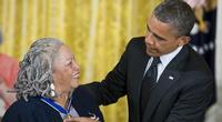 Toni Morrison receiving the Presidental Medal of Freedom from President Barack Obama in 2012
